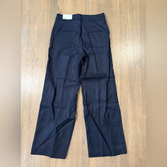 New Ann Taylor The Wide Leg Navy High-Waisted Button Pants-Size 8 - Picture 2 of 11